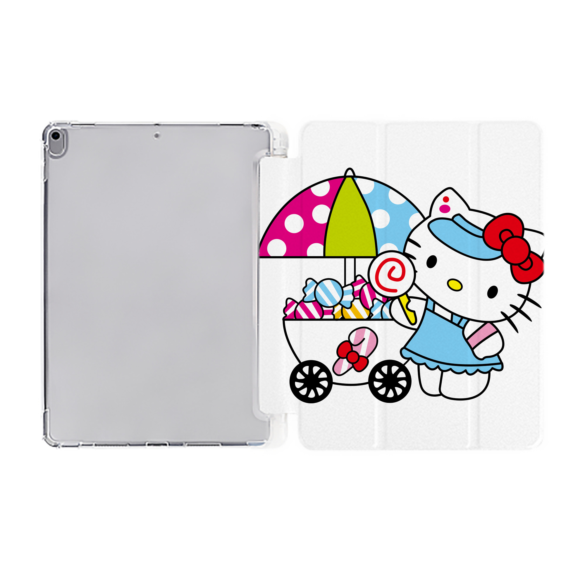（画像用） Hello Kitty ハローキティ IPad ケース ペン収納付き 三つ折りスタンド PUレザー×シリコン 対応機種9.5/10.5/10.9インチ